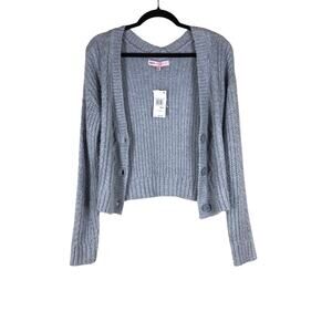 NWT Crave Fame Sweater Women’s Size Small Grey Knit Button Up Cardigan Casual
